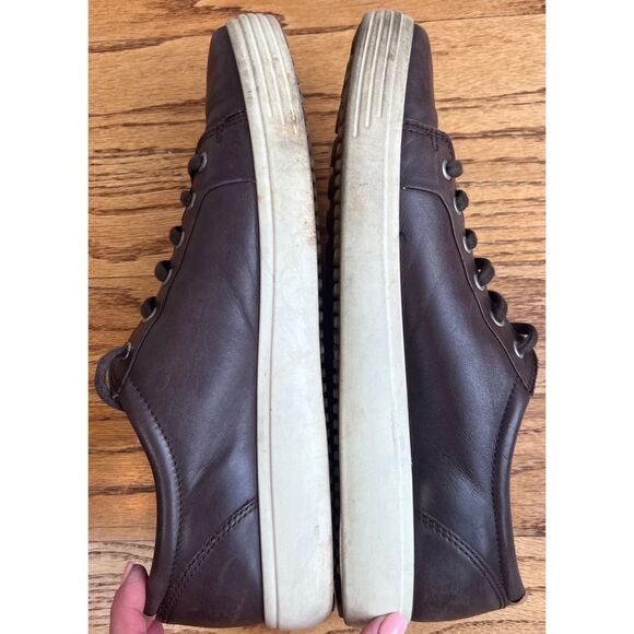 Ecco Soft 7 Brown Leather Low Top Lace Up Extra Width Sneaker Casual Shoe Sz 46 - Picture 7 of 13